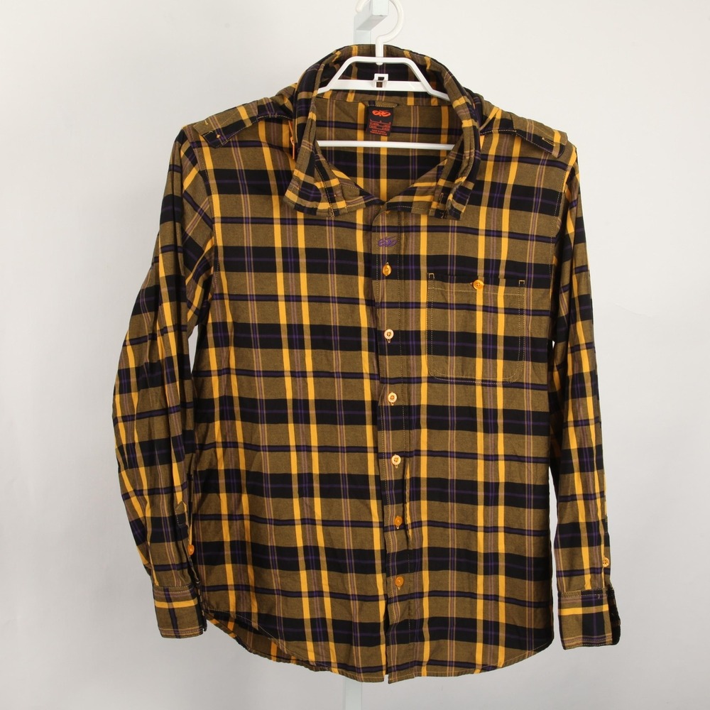 Nike 6.0 Shirt Mens Large Yellow Black Plaid Hooded Flannel Long Sleeve Casual - Picture 2 of 12